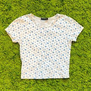 brandy melville floral print cropped baby tee